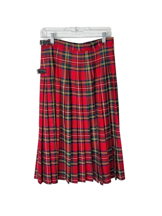 Strathmore Dresses & Skirts - Strathmore Womens Size 14 Tartan Kilt Skirt Scotland Wool Red Plaid Pleated